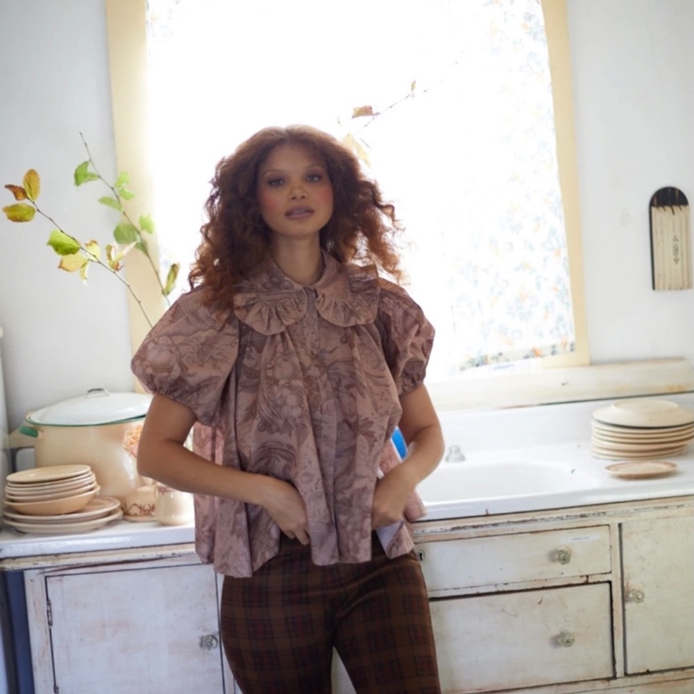 The Autumn Toile Cream Puff Blouse